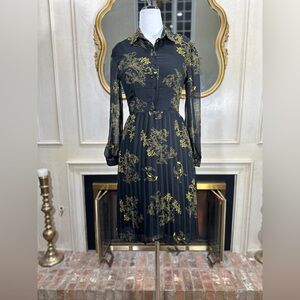 Poet Haiku Dress Black Yellow Floral‎ Midi Cottagecore Dark Academia Fairycore S